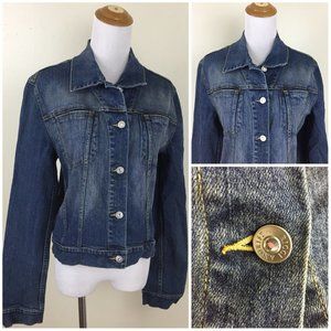 RICCI ANDRIST Italy Long Sleeve Logo Rhinestone Button Classic Denim Jacket